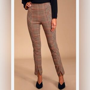 Free People Flying High Black & Tan Plaid Split Hem Pants 🖤